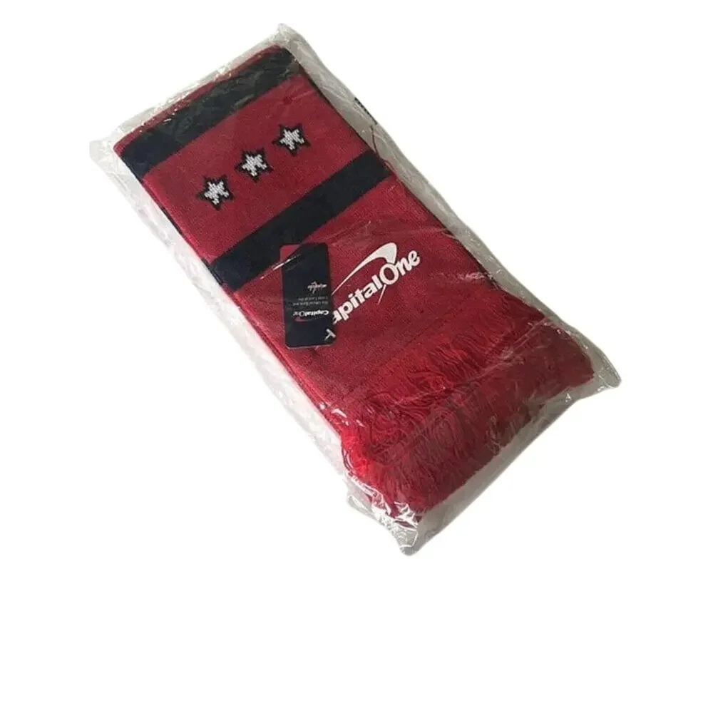 Washington Capitals Red Black Scarf Fringe Knit NHL Weagle All Caps Fan NEW